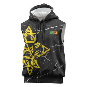 OES Order Of The Eastern Star Sleeveless Zip Hoodie Five Pointed Star Emblem On Black Marble Texture
