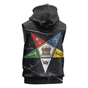 OES Order Of The Eastern Star Sleeveless Zip Hoodie Five Pointed Star Emblem On Black Marble Texture