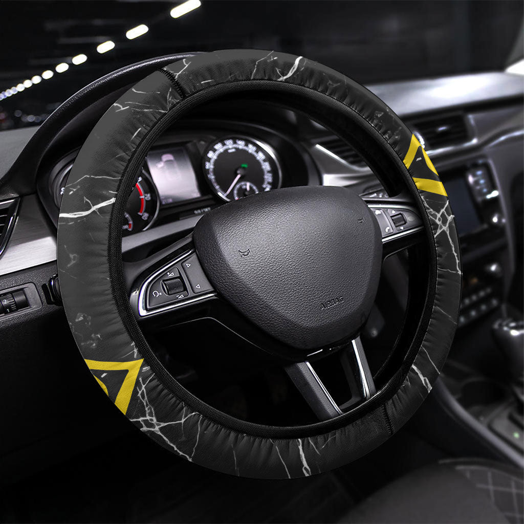 OES Order Of The Eastern Star Steering Wheel Cover Five Pointed Star Emblem On Black Marble Texture