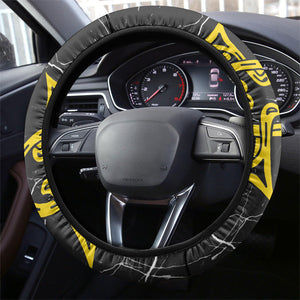 OES Order Of The Eastern Star Steering Wheel Cover Five Pointed Star Emblem On Black Marble Texture