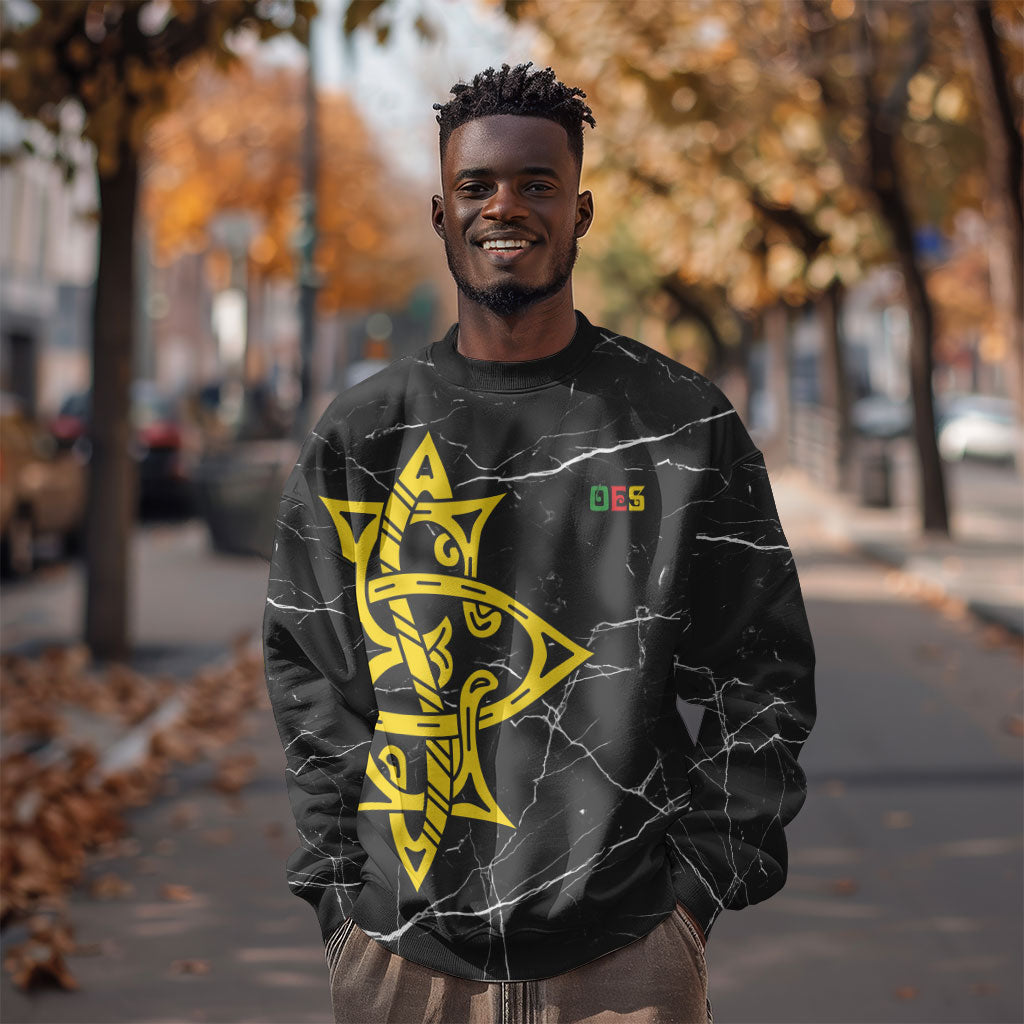 OES Order Of The Eastern Star Sweatshirt Five Pointed Star Emblem On Black Marble Texture