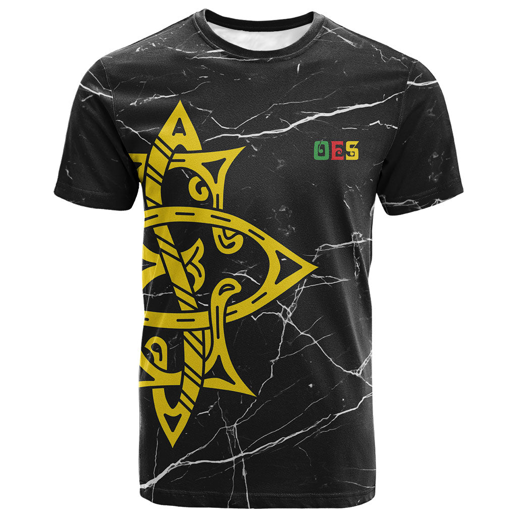 OES Order Of The Eastern Star T shirt Five Pointed Star Emblem On Black Marble Texture