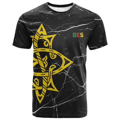OES Order Of The Eastern Star T shirt Five Pointed Star Emblem On Black Marble Texture