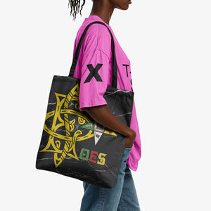 OES Order Of The Eastern Star Tote Bag Five Pointed Star Emblem On Black Marble Texture