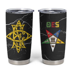 OES Order Of The Eastern Star Tumbler Cup Five Pointed Star Emblem On Black Marble Texture