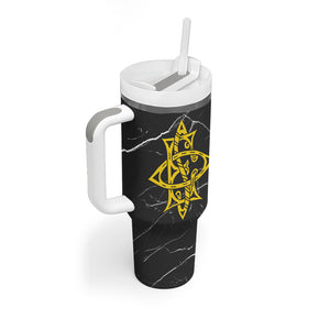 OES Order Of The Eastern Star Tumbler With Handle Five Pointed Star Emblem On Black Marble Texture