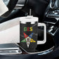 OES Order Of The Eastern Star Tumbler With Handle Five Pointed Star Emblem On Black Marble Texture