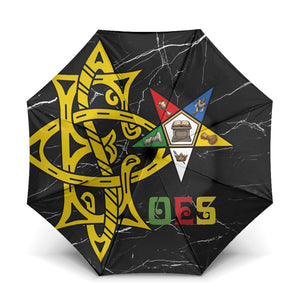OES Order Of The Eastern Star Umbrella Five Pointed Star Emblem On Black Marble Texture