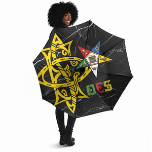 OES Order Of The Eastern Star Umbrella Five Pointed Star Emblem On Black Marble Texture