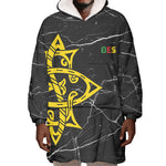 OES Order Of The Eastern Star Wearable Blanket Hoodie Five Pointed Star Emblem On Black Marble Texture