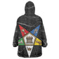 OES Order Of The Eastern Star Wearable Blanket Hoodie Five Pointed Star Emblem On Black Marble Texture