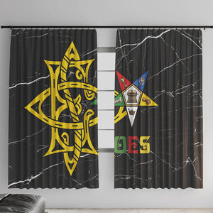 OES Order Of The Eastern Star Window Curtain Five Pointed Star Emblem On Black Marble Texture