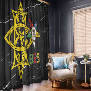 OES Order Of The Eastern Star Window Curtain Five Pointed Star Emblem On Black Marble Texture