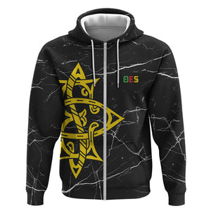 OES Order Of The Eastern Star Zip Hoodie Five Pointed Star Emblem On Black Marble Texture