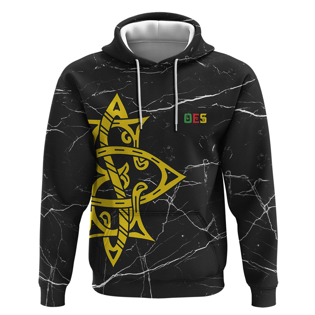 OES Order Of The Eastern Star Zip Hoodie Five Pointed Star Emblem On Black Marble Texture