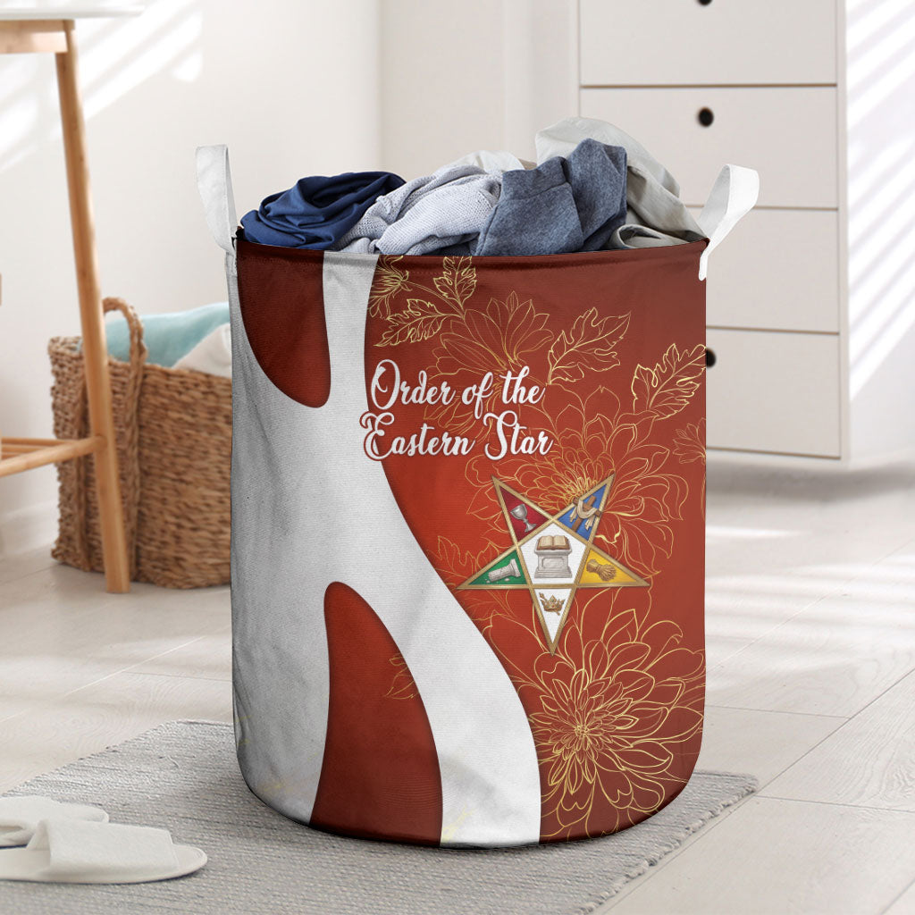 OES Order Of The Eastern Star Laundry Basket Five Pointed Star Emblem With Gold Floral Art