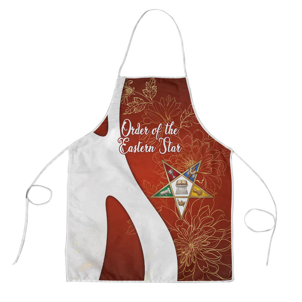 OES Order Of The Eastern Star Apron Five Pointed Star Emblem With Gold Floral Art