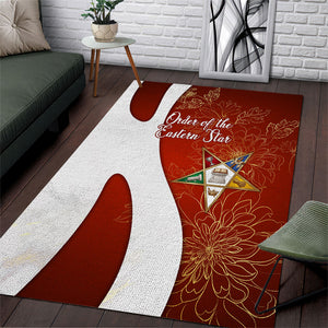 OES Order Of The Eastern Star Area Rug Five Pointed Star Emblem With Gold Floral Art
