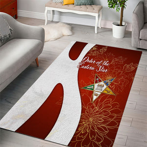 OES Order Of The Eastern Star Area Rug Five Pointed Star Emblem With Gold Floral Art