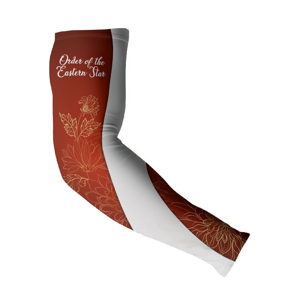 OES Order Of The Eastern Star Arm Sleeves Five Pointed Star Emblem With Gold Floral Art
