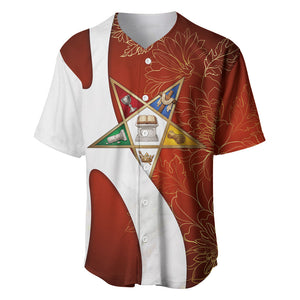 OES Order Of The Eastern Star Baseball Jersey Five Pointed Star Emblem With Gold Floral Art