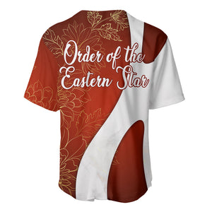 OES Order Of The Eastern Star Baseball Jersey Five Pointed Star Emblem With Gold Floral Art