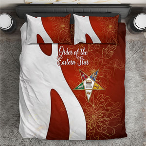 OES Order Of The Eastern Star Bedding Set Five Pointed Star Emblem With Gold Floral Art