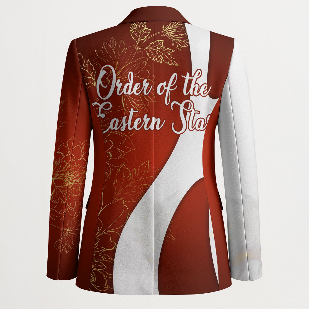 OES Order Of The Eastern Star Blazer Five Pointed Star Emblem With Gold Floral Art