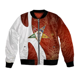 OES Order Of The Eastern Star Bomber Jacket Five Pointed Star Emblem With Gold Floral Art