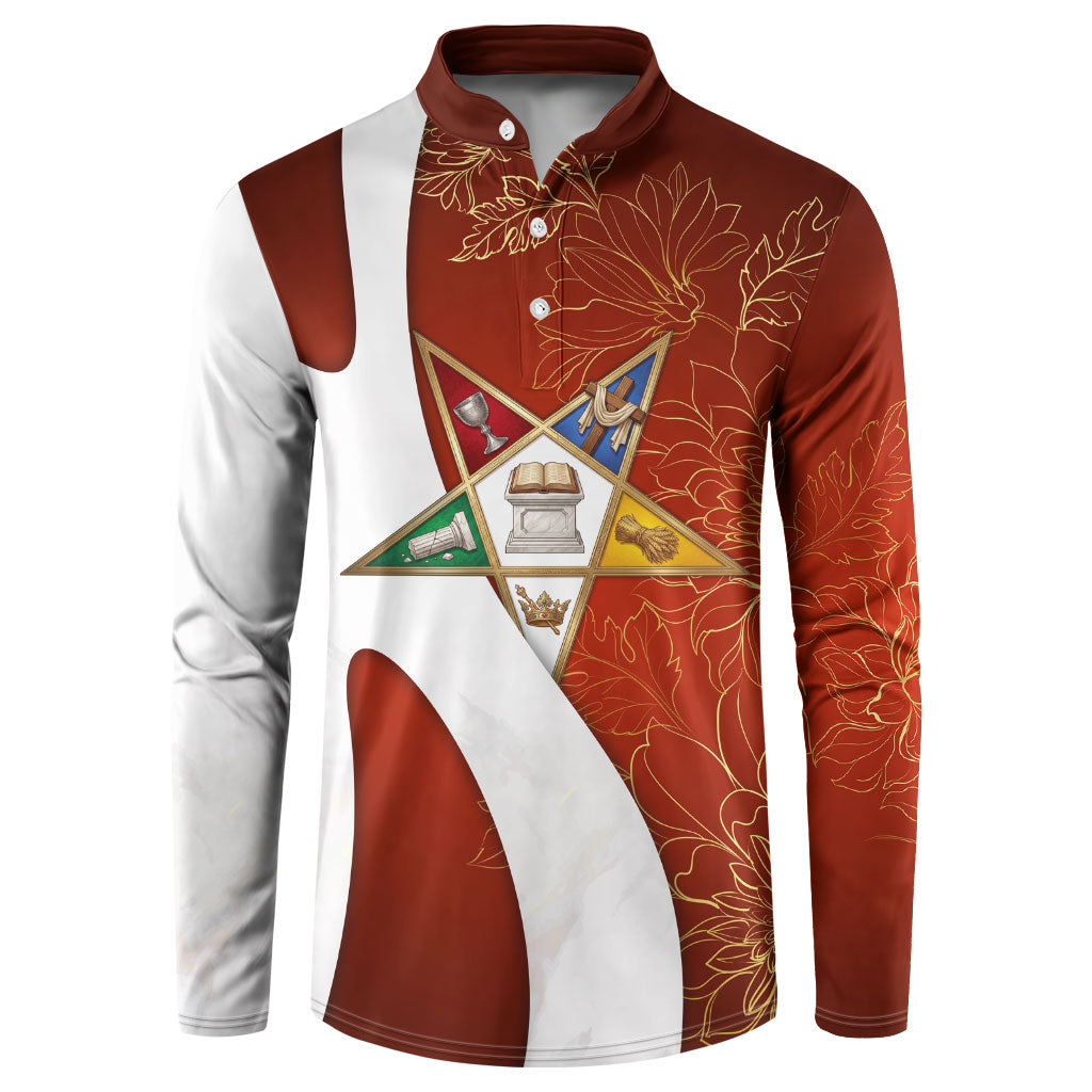 OES Order Of The Eastern Star Button Sweatshirt Five Pointed Star Emblem With Gold Floral Art