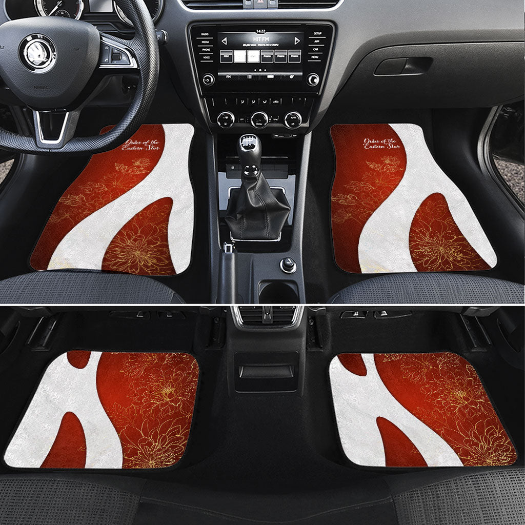 OES Order Of The Eastern Star Car Mats Five Pointed Star Emblem With Gold Floral Art