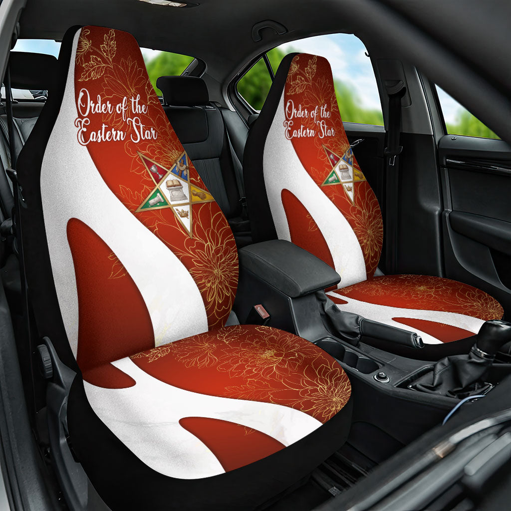OES Order Of The Eastern Star Car Seat Cover Five Pointed Star Emblem With Gold Floral Art