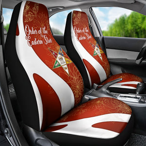 OES Order Of The Eastern Star Car Seat Cover Five Pointed Star Emblem With Gold Floral Art