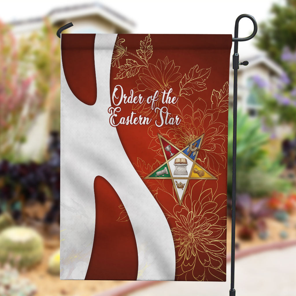 OES Order Of The Eastern Star Garden Flag Five Pointed Star Emblem With Gold Floral Art