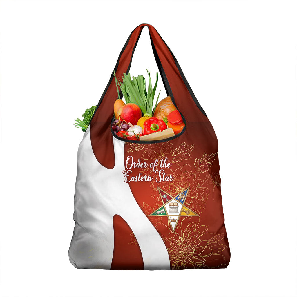 OES Order Of The Eastern Star Grocery Bag Five Pointed Star Emblem With Gold Floral Art