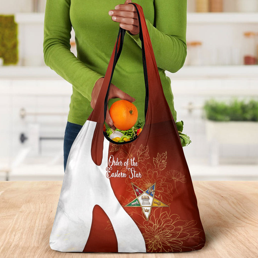 OES Order Of The Eastern Star Grocery Bag Five Pointed Star Emblem With Gold Floral Art