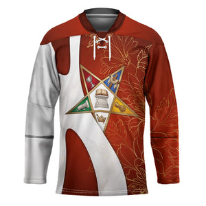OES Order Of The Eastern Star Hockey Jersey Five Pointed Star Emblem With Gold Floral Art