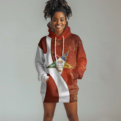 OES Order Of The Eastern Star Hoodie Dress Five Pointed Star Emblem With Gold Floral Art