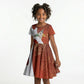 OES Order Of The Eastern Star Kid Short Sleeve Dress Five Pointed Star Emblem With Gold Floral Art