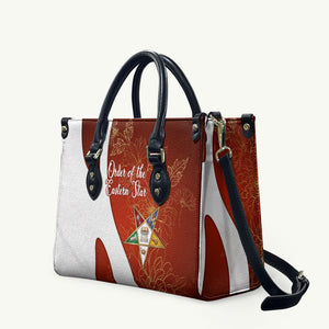 OES Order Of The Eastern Star Leather Bag Five Pointed Star Emblem With Gold Floral Art