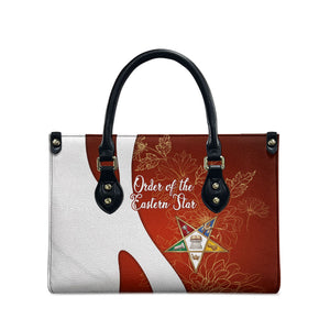 OES Order Of The Eastern Star Leather Bag Five Pointed Star Emblem With Gold Floral Art