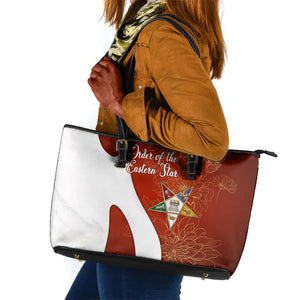 OES Order Of The Eastern Star Leather Tote Bag Five Pointed Star Emblem With Gold Floral Art