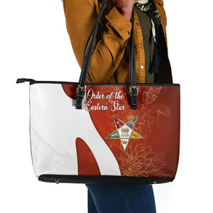 OES Order Of The Eastern Star Leather Tote Bag Five Pointed Star Emblem With Gold Floral Art