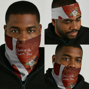OES Order Of The Eastern Star Neck Gaiter Five Pointed Star Emblem With Gold Floral Art
