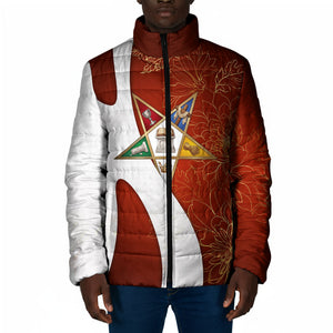 OES Order Of The Eastern Star Padded Jacket Five Pointed Star Emblem With Gold Floral Art