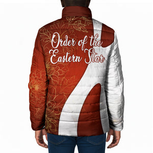 OES Order Of The Eastern Star Padded Jacket Five Pointed Star Emblem With Gold Floral Art
