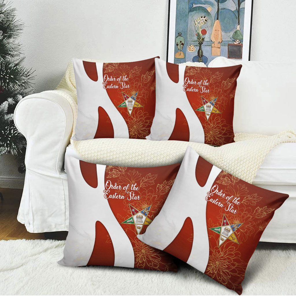 OES Order Of The Eastern Star Pillow Cover Five Pointed Star Emblem With Gold Floral Art