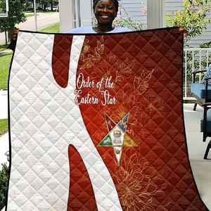 OES Order Of The Eastern Star Quilt Five Pointed Star Emblem With Gold Floral Art
