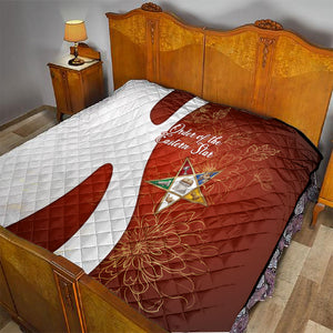 OES Order Of The Eastern Star Quilt Five Pointed Star Emblem With Gold Floral Art