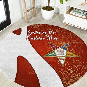 OES Order Of The Eastern Star Round Carpet Five Pointed Star Emblem With Gold Floral Art